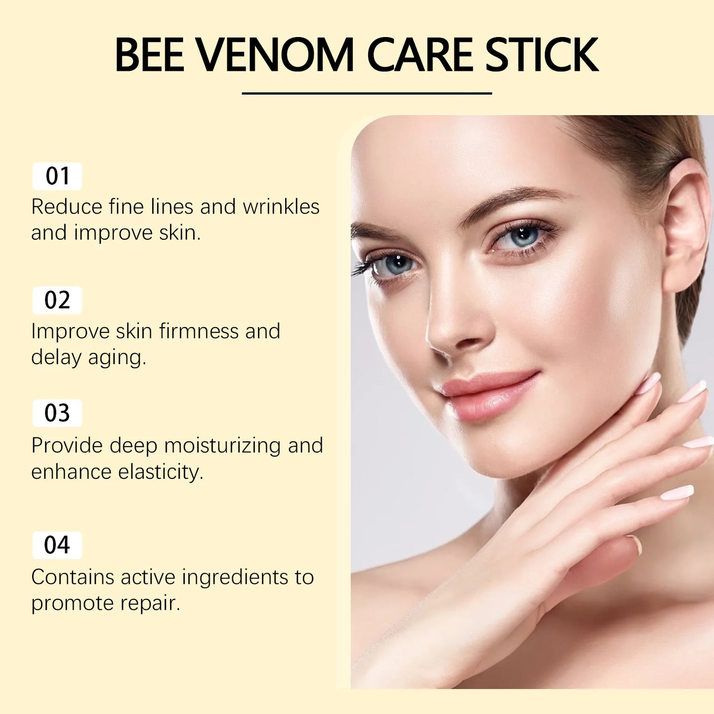 EELHOE Bee Venom Brightening Face and Neck Cream Stick Moisturizing Facial Skin Firming Rejuvenation Neck Lift Stick Cream 40g