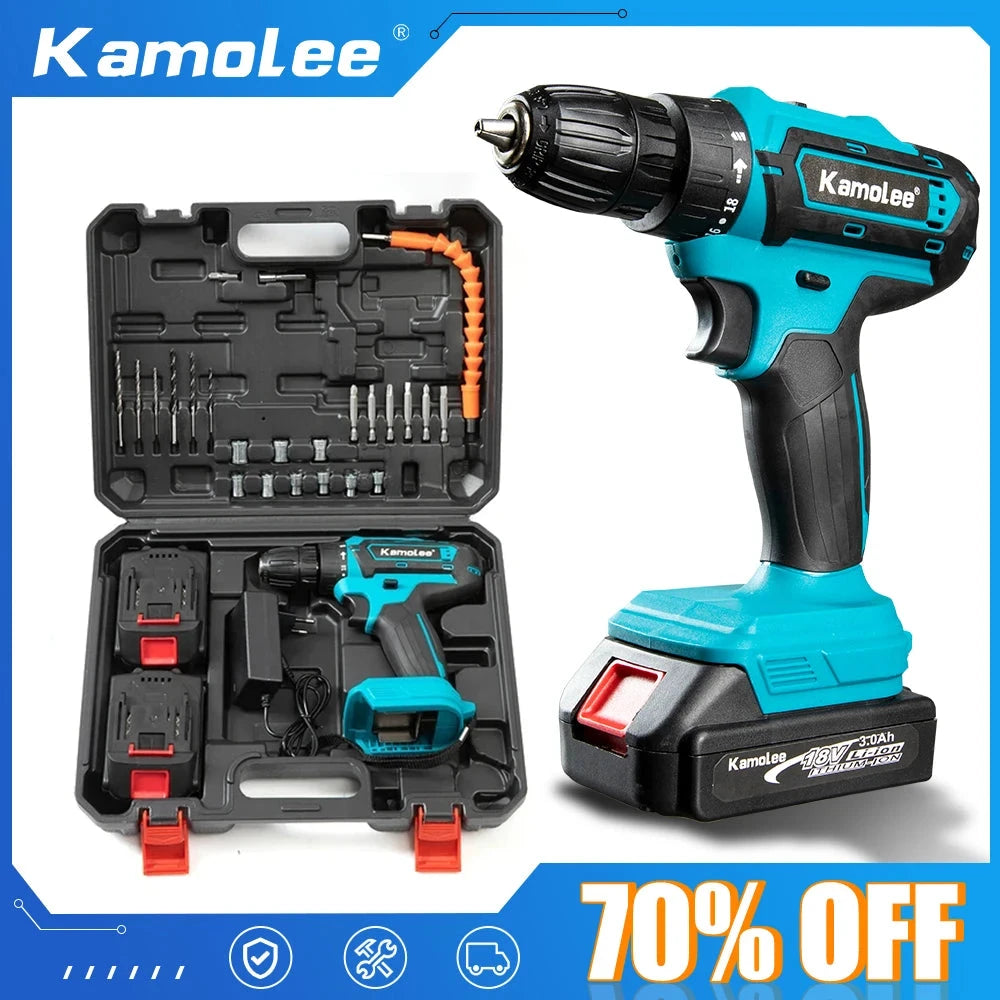 Kamolee 10mm Cordless Electric Impact Drill Electric Screwdriver Home DIY Power Tools For Makita 18V Battery - AMULET RING STORE