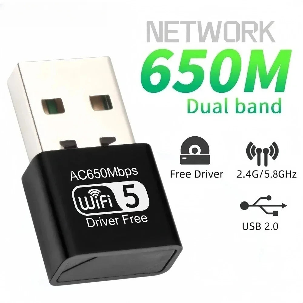1300Mbps Mini USB Wifi Adapter Network Dual Band 2.4G/5Ghz Ethernet WIFI Lan Adapter Dongle Network Card Wireless Wi-Fi Receiver - AMULET RING STORE