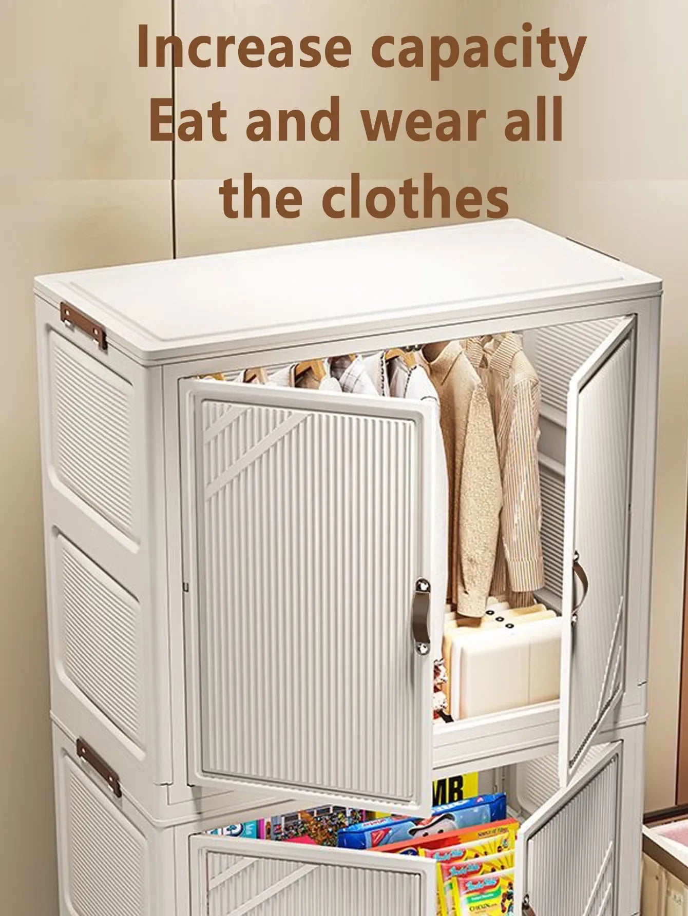 Multi-specification Multifunction White Folding Storage Cabinet Large Capacity Dustproof Wardrobe Storage Box - AMULET RING STORE