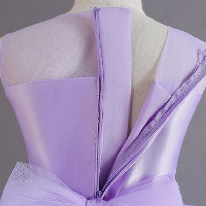 Lovely Yellow Flower Girl Dress Baby First Communion Gowns Wedding Thin Length Bow Belt Kids Birthday Gift Ball Party Clothing