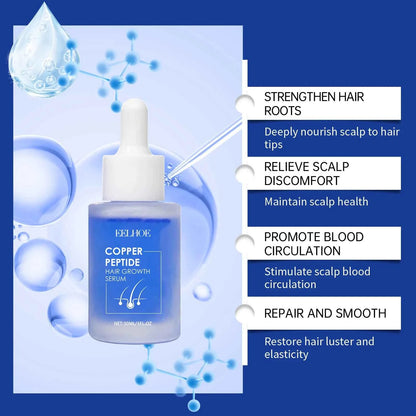 EELHOE 30ml Copper Peptide Hair Serum Strengthening Hair Roots Repair Hairs Damage Essence Nourish Smoother Hair Loss Growth Oil