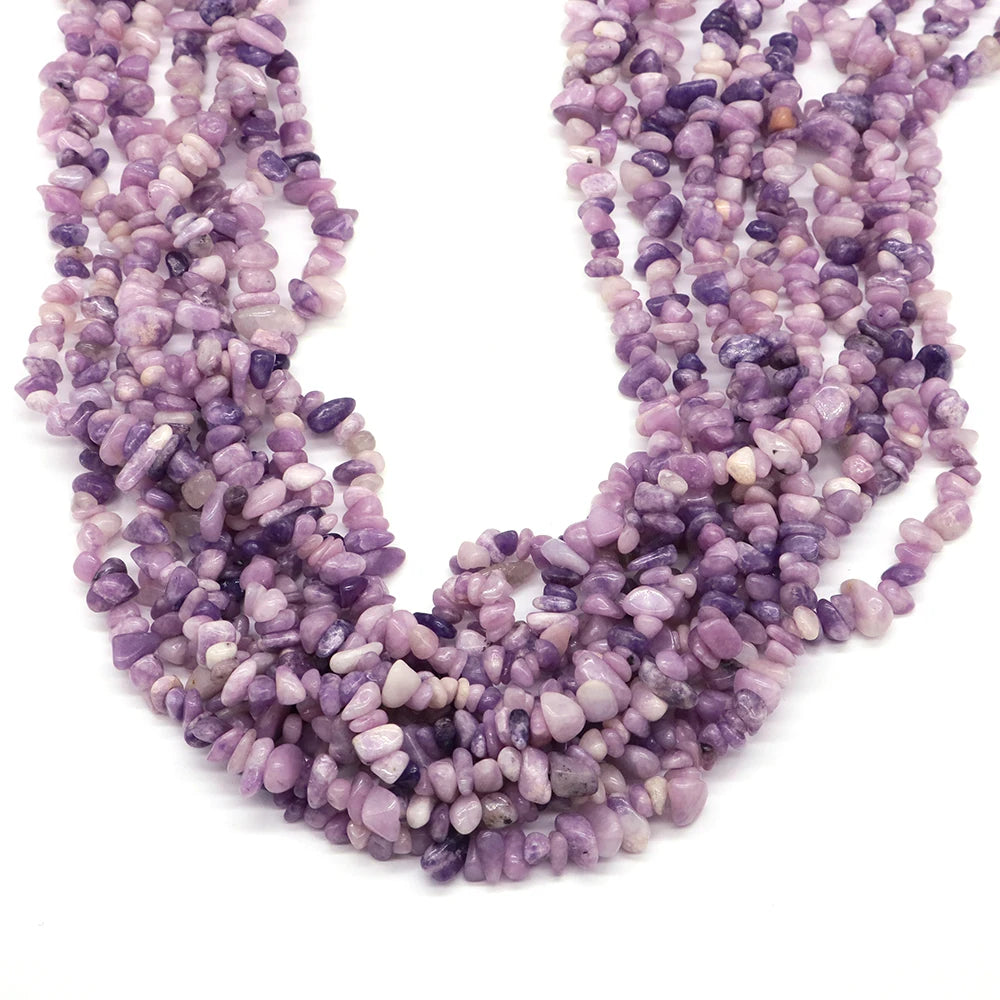 Natural Lilac Lepidolite Crystal Stone Beads Freeform Chips Gravel for Party Gift DIY Crafts Necklace Bracelet Jewelry Making - AMULET RING STORE