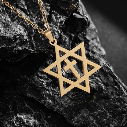 Judaism Stainless Steel Star of David Devil Eye Angel Seal Pendant