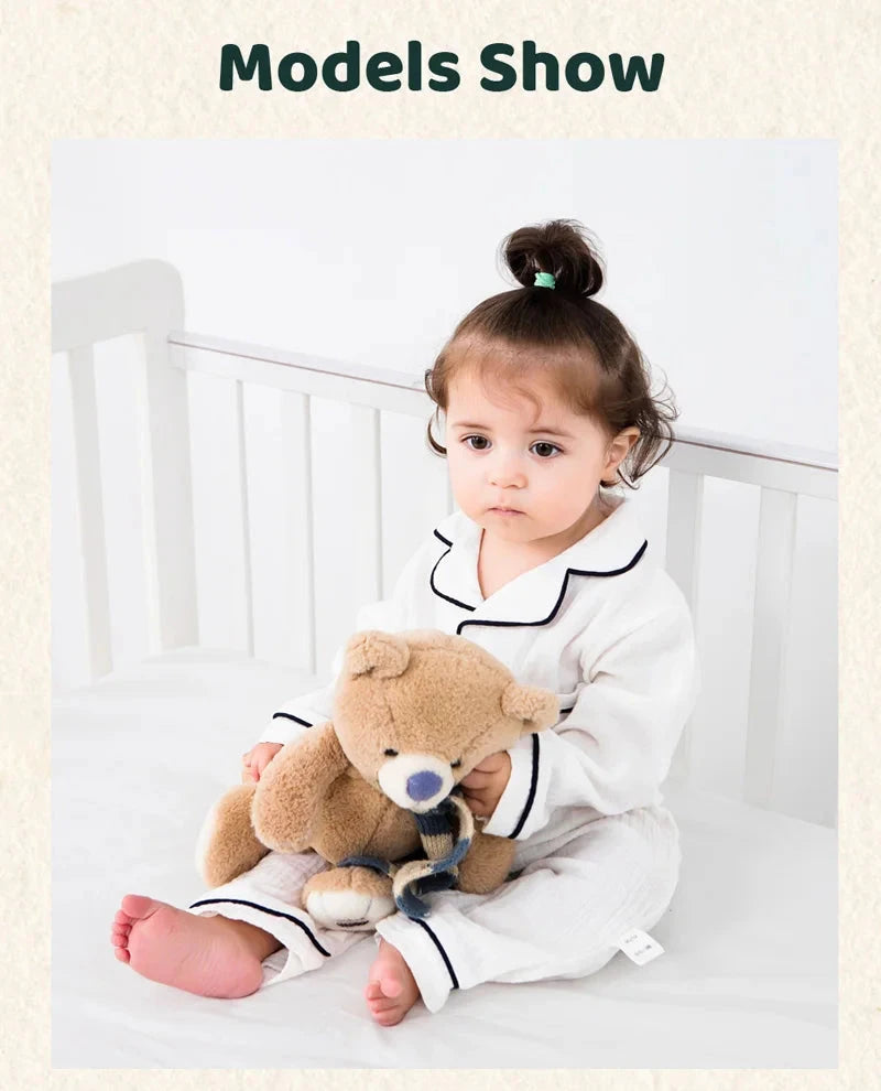 Baby Sleepwear for Boy Girl Organic Cotton White Romper Newborn Pajama Muslin Long-sleeved Onesie Kids Clothe Toddler Jumpsuit - AMULET RING STORE