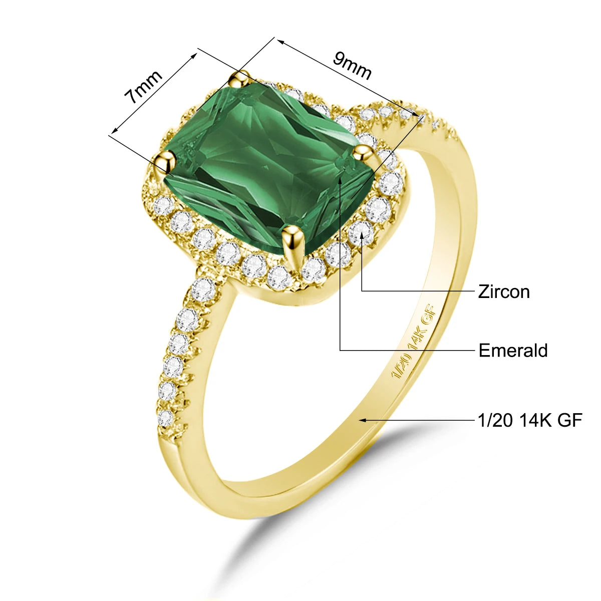 Solid 14K Gold Filled Aquamarine Ring for Women Retro Halo Design Gemstone Ring for Party Mother's Day Gifts Vintage Jewellery