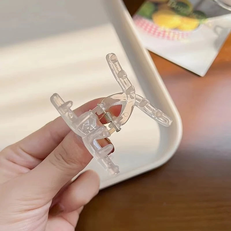 4PCS Hair Clip Small Hairpins for Woman 4.5CM Mini Transparent Jelly Grab Clip Hair Crab Ponytail Braid Claw Hair Accessories - AMULET RING STORE