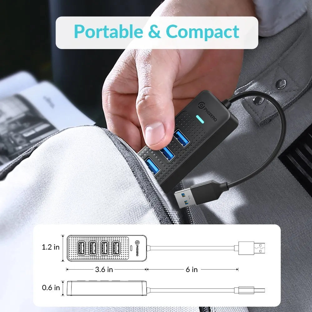 PHIXERO USB 3.0 Hub 2500Mbps Ethernet With RJ45 USB Splitter Multi Port Data Adapter Expander for Laptop Computer PC Accessories