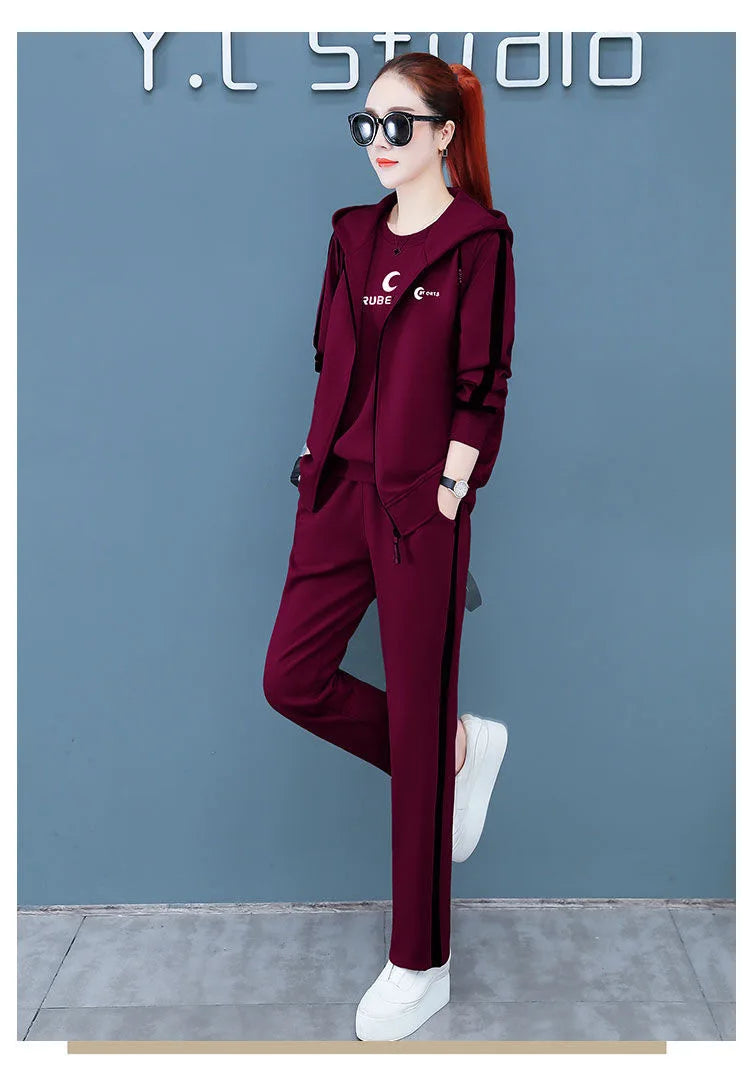 Spring Autumn Women Tracksuit Coats+Sweatshirts+Pants 3Pcs Suit Fashion Outfits Ladies Casual Clothing Sets Loose Sportswear