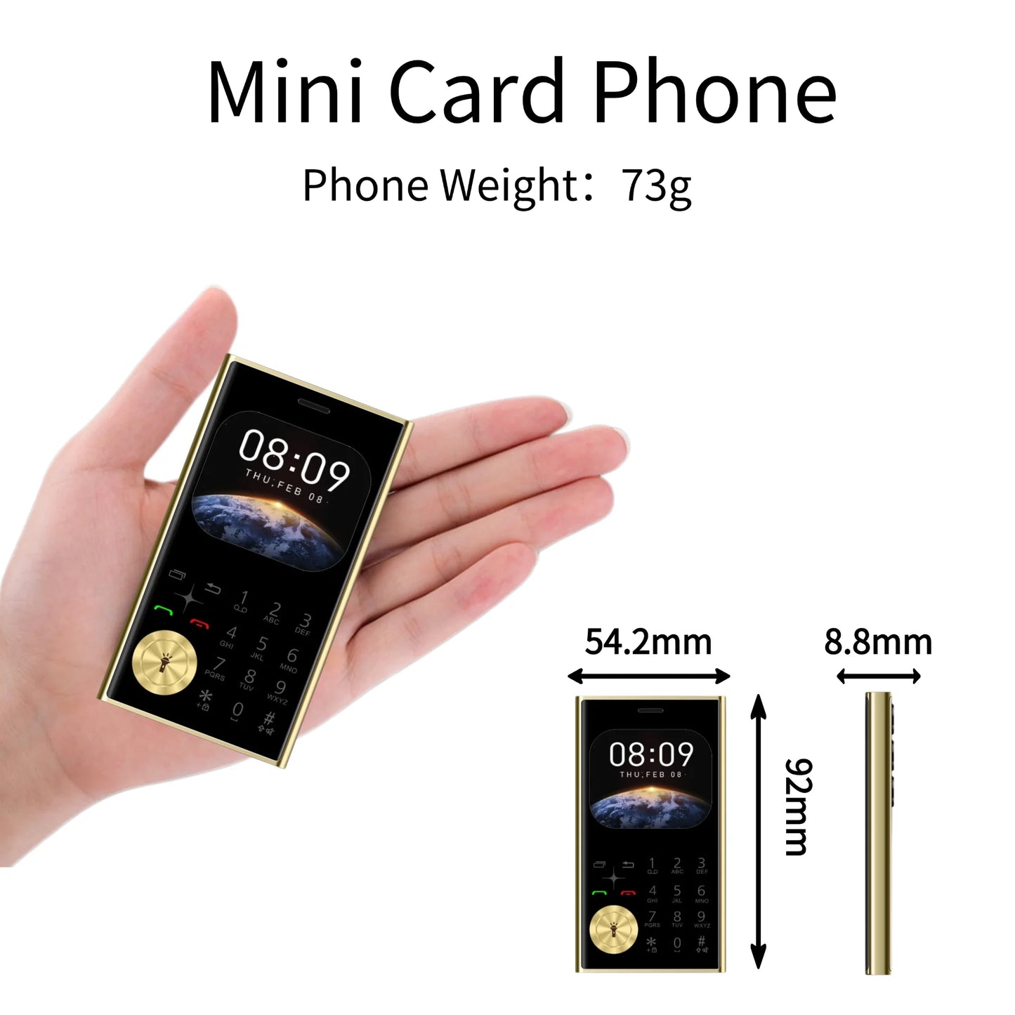 Credit Card Size Mini Phone Unlocked Dual SIM Ultra Thin 2.0" Display Pocket Cellphone Voice Changer Speed Dial Flashlight - AMULET RING STORE
