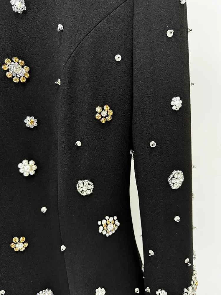 HIGH STREET Newest Fashion 2025 Designer Party Vestido Women's Formal Long Sleeve Luxurious Beaded Long Maxi Dress