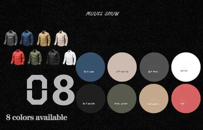 Retro Cargo style Men's Long Sleeve Shirt With Pocket Design, Men'sCasual Button Up Shirt For Spring Fall Qutdoo