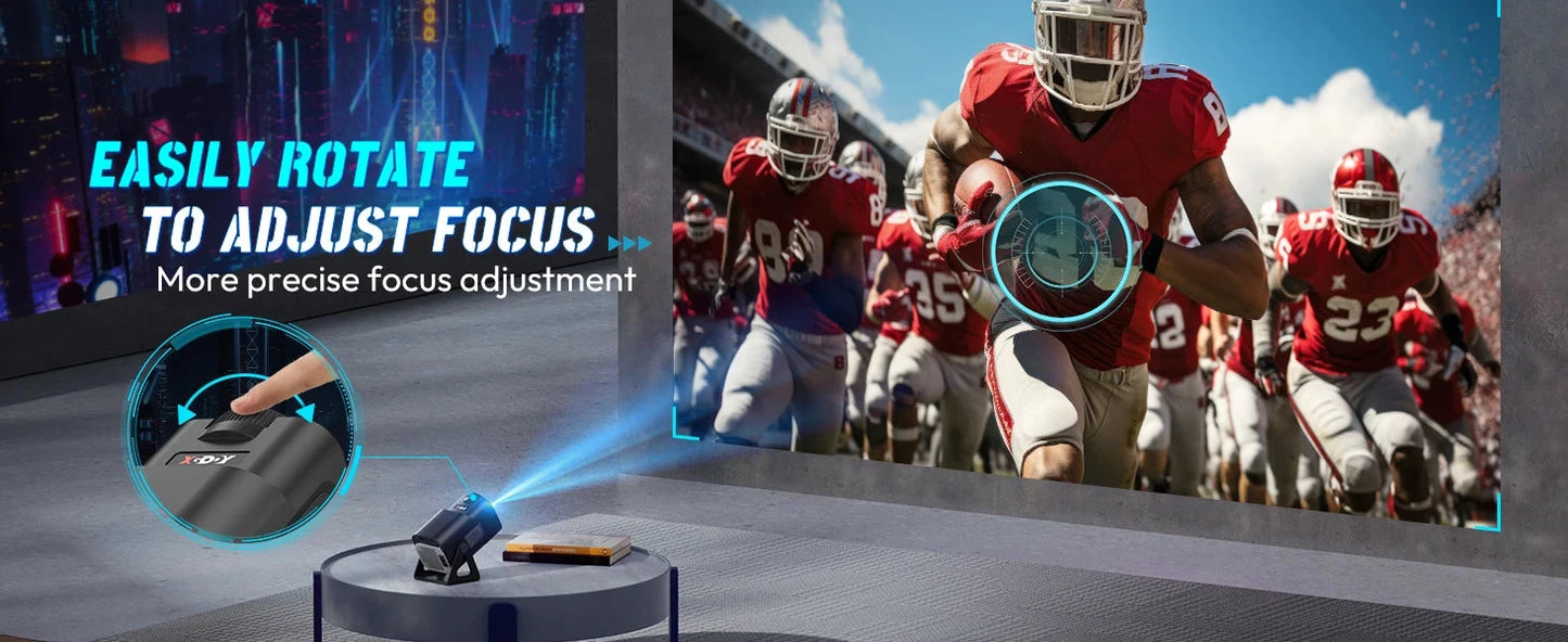 XGODY 12000LM Native 720P Portable Smart Projector Auto Keystone WIFI 6 Home Theater 4K Supported