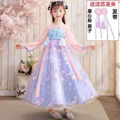 Summer Girls' Hanfu Dress Princess Costume Children's Dresses Kids Vintage Party Baby Girl Dress Cosplay Girls Clothes Vestidos
