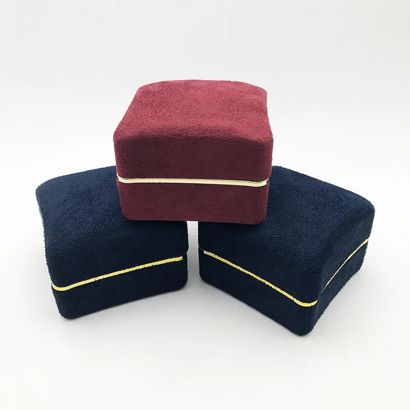 New in LED Light Jewelry Box Ring Earrings Earnail Pendant Organizer Imitation Leather Velvet Decorative Gold Frame Storage Box - AMULET RING STORE