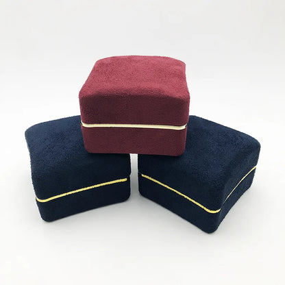 New in LED Light Jewelry Box Ring Earrings Earnail Pendant Organizer Imitation Leather Velvet Decorative Gold Frame Storage Box - AMULET RING STORE