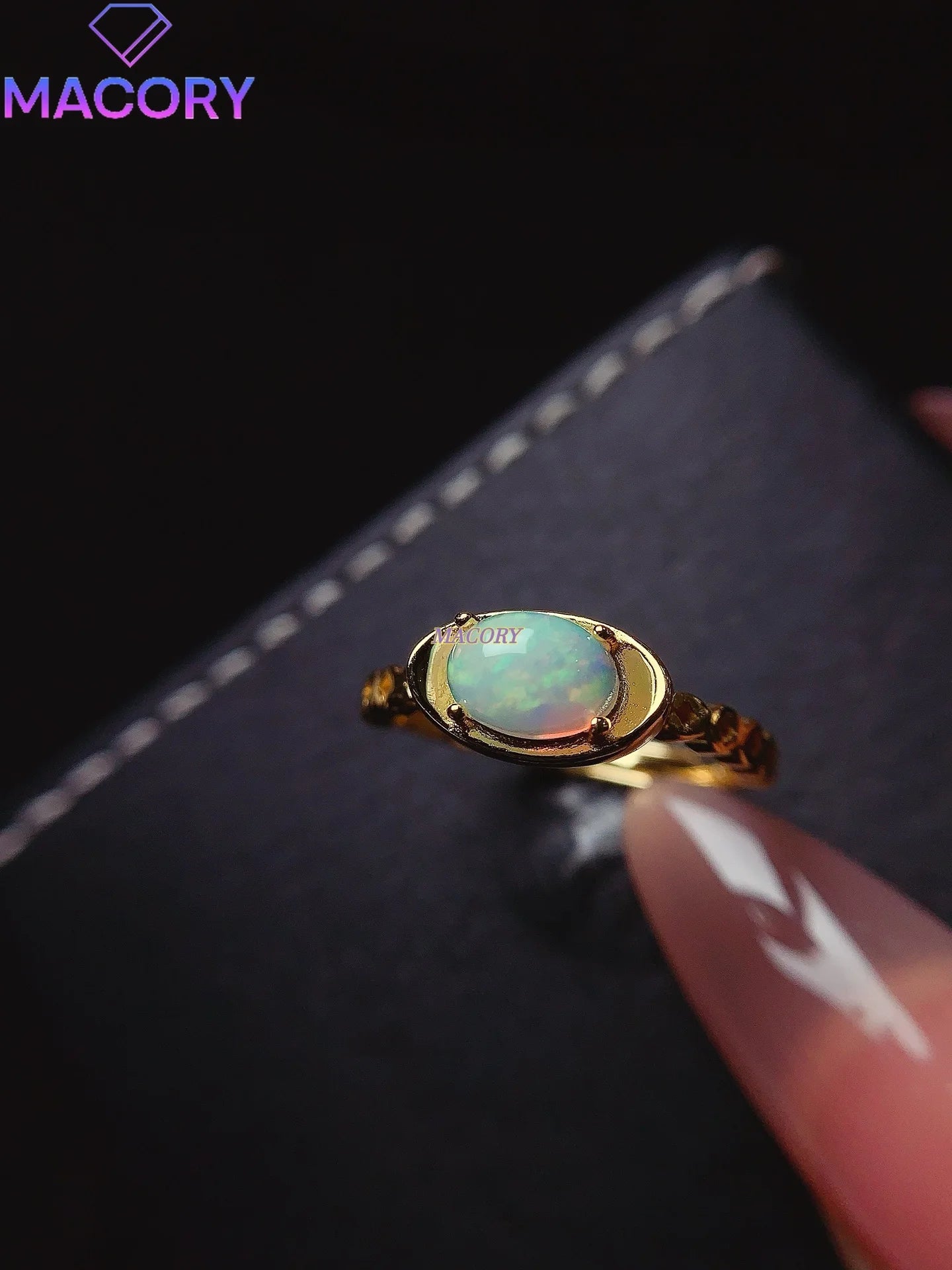 Natural Moonstone S925 Sterling Silver Ladies Ring 5*7mm Exquisite Fashion Jewelry with Certificate Holiday High-end Gifts