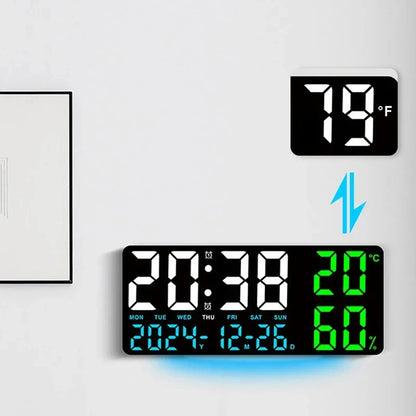 Digital Wall Clock with Atmosphere Lights Remote Control TEMP Humidity Display LED Large Table Clock Multifunctional Alarm Clock