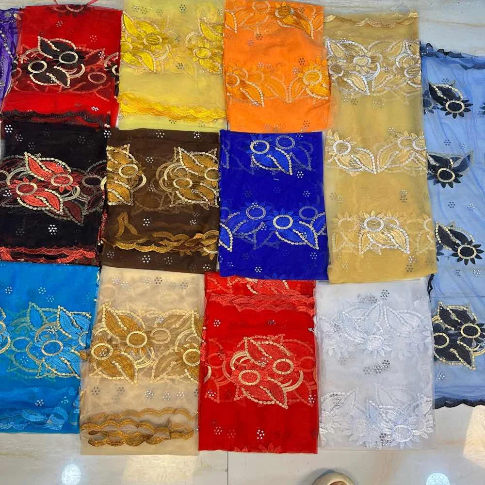 on sale 2025 New African Net Hijab Scarf For Muslim Women African Dubai Islam Headscarf Embroidery Shawls voile - AMULET RING STORE