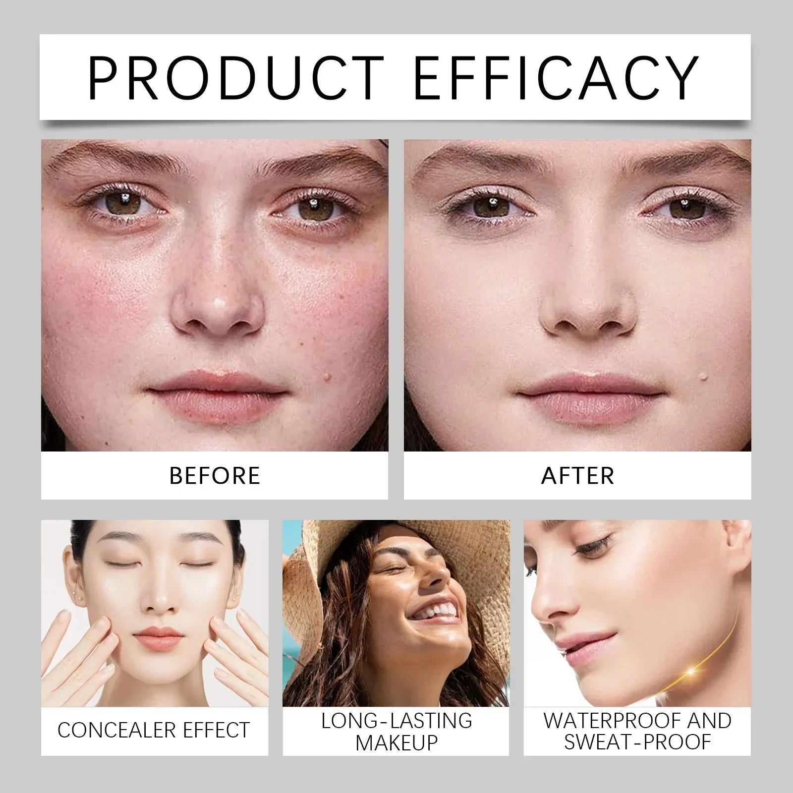 50ML Liquid Foundation CC Cream Matte Full Coverage Moisturizing Brightening Concealer BB Cream Oil Control Makeup Cosmetics - AMULET RING STORE