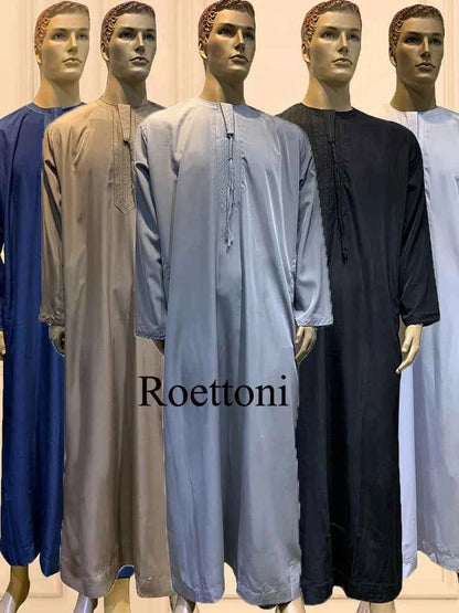 Long Sleeve Aman Abaya 1Piece Jubba Thobe For Men Kaftan Pakistan Muslim Saudi Arabia Djellaba Islam Clothing Prayer Robe Afghan