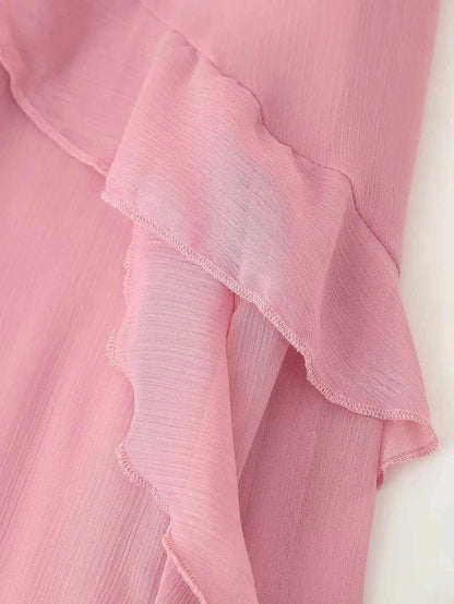 European and American style 2025 early autumn new layered ruffled long-sleeved chiffon dress