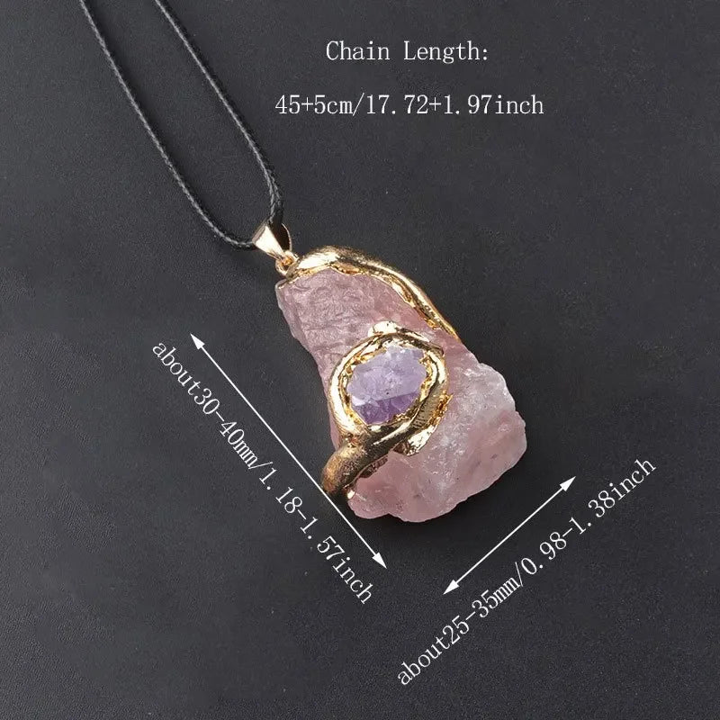 Natural Stone Gold Plated Pendant Necklace Irregular Gilt snake shape Crystal Link Healing Crystals Stone Necklaces For Women