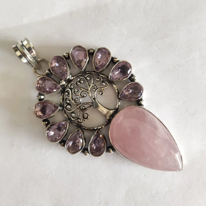 Genuine Blue Topaz Citrine Glass Agate Jasper Amethyst Pendant