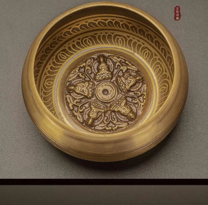 Nepal Handmade Singing Bowl Large Brass Tibetan Bowls Yoga Meditation Sound Healing Instrument Buddhist Sound Bowls Ornaments - AMULET RING STORE
