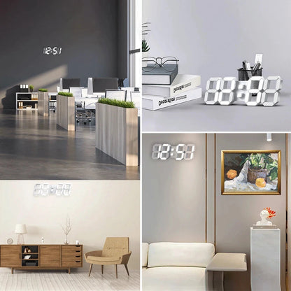 3D LED Wall Clock Large Digital Wall Clock With Remote Control Alarm Clock Time/Date/Temp Display Wall&Table Clock Modern Design