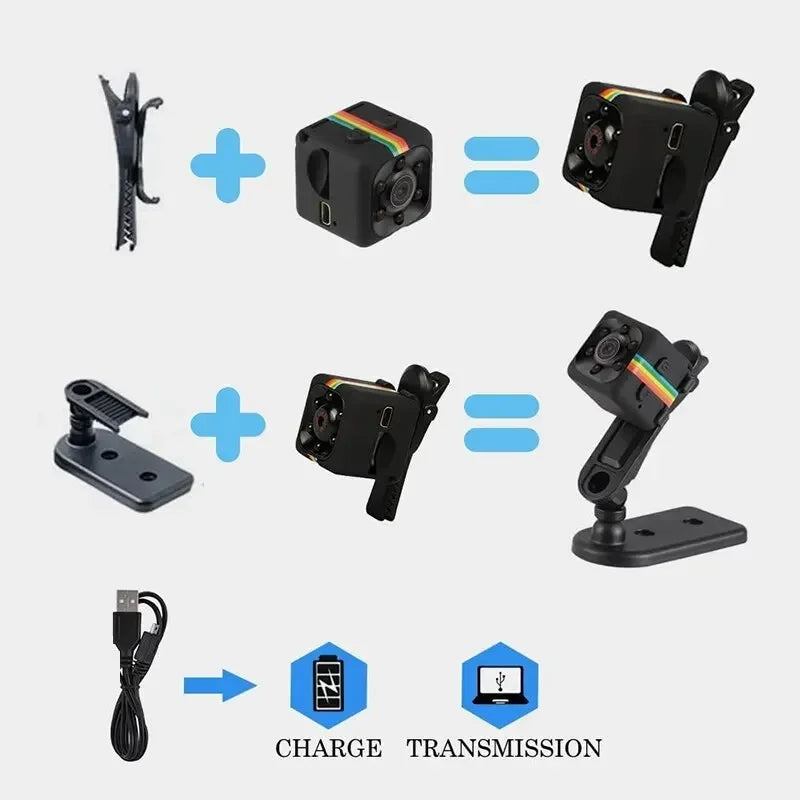 Video Voice Mini DV Recorder Indoor Covert Security Camera for Home and Office Mini Camera HD Portable Small Nanny Cam - AMULET RING STORE