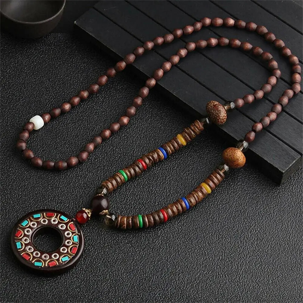 Fashion Long Sweater Pendant Chain Wooden Beaded Tassel Boho Bohemian Necklace Jewelry Nepal Wood Beads Pendant Necklace