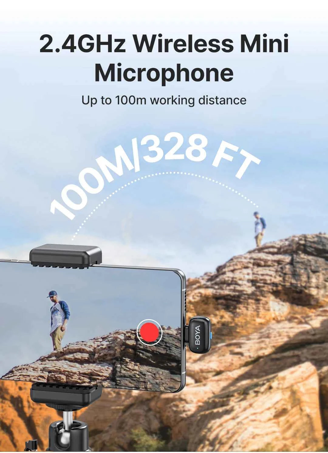 BOYA BOYA Mini Wireless Lavalier Microphone for iPhone 15/16 Android Phone USB-C Devices for Live Streaming Video Recording Vlog