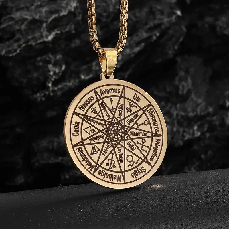 Seven Archangels Seal Necklace Pendant Solomon's Four-Word Seal Amulet Necklace