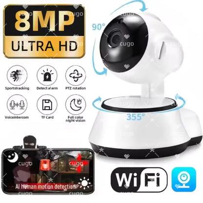 8MP IP WiFi Camera Surveillance Security Baby Monitor PTZ Smart Home AI Human Tracking Cam Night Vision CCTV Indoor Video Camera - AMULET RING STORE