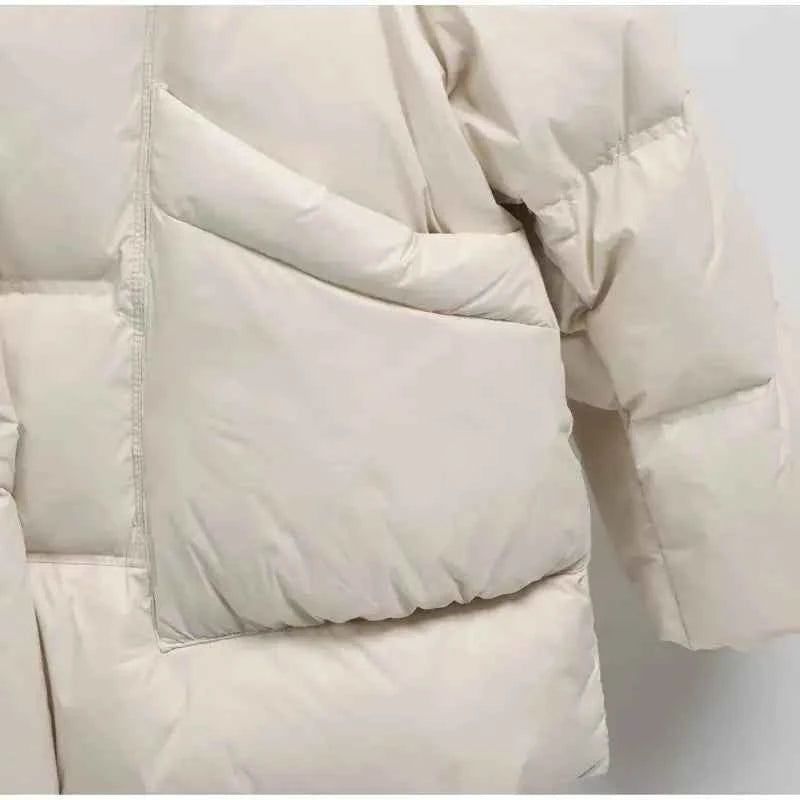 Puff Down Jacket Women's Winter Jacket Padded New Outerwear Hooded Versatile Loose Padding Thickened White Duck Down Warm Coat