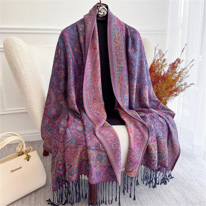 Autumn Bohemian Ethnic Paisley Cashmere Shawls Scarf for Women Warm Jacquard Pashmina Scarves Print Design Lady Foulard Stoles - AMULET RING STORE
