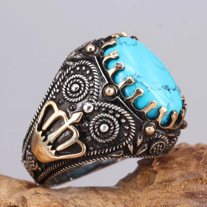 Brown Retro Tiger Stone Men's Ring Personality Ring Fashion Temperament To Attend The Banquet Luxury