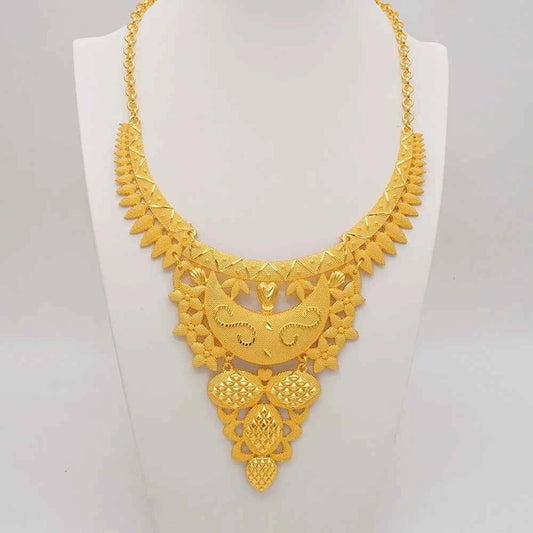Fine Nigerian Wedding Jewelry Dubai Gold Color African Necklace Bracelet Earrings Rings For Women Fashion Bridal Jewellery Sets