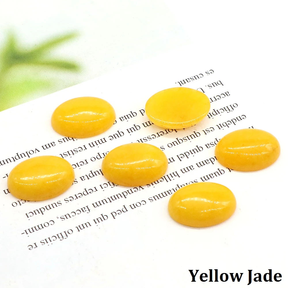 5pcs/Lot Natural Crystals Stone Oval Cabochon Beads Flat Back Cab Cameo DIY Ring Pendant Necklace Jewelry Making Accessories