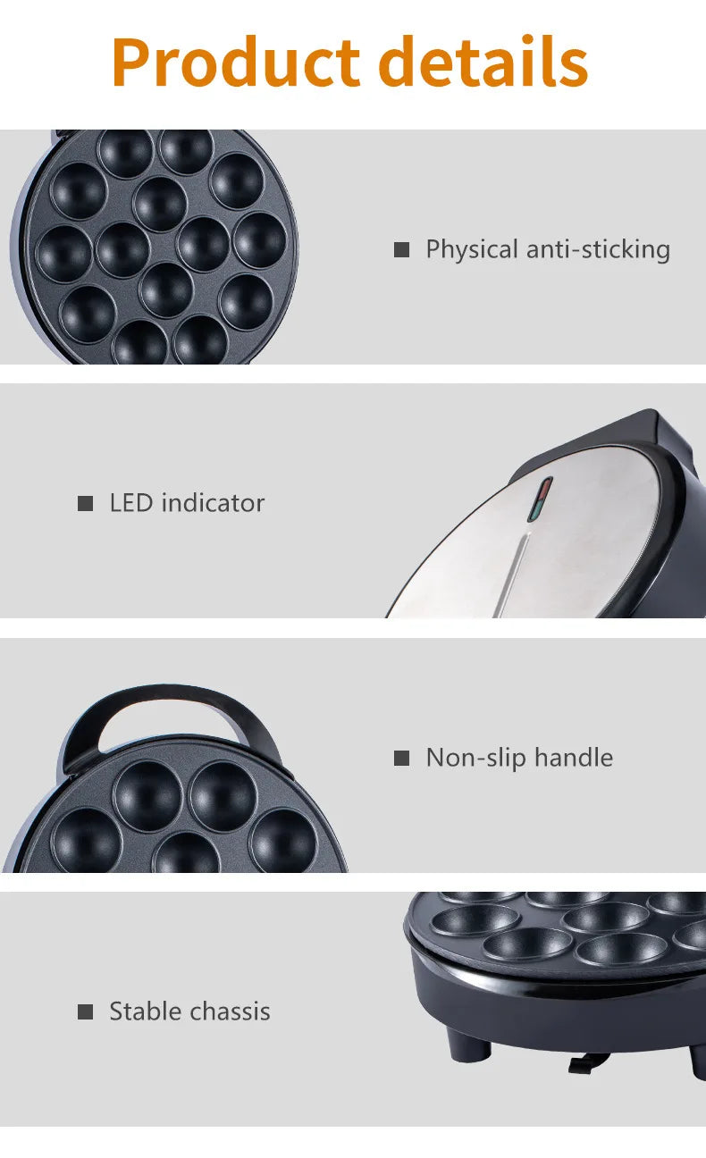 750W Electric Cake Pop Maker Non-Stick 14 Cake Capacity Cupcake Maker Griddle Donuts Octopus Balls for Kids Birthday Party - AMULET RING STORE