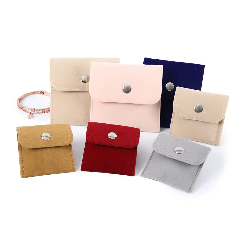 1PC Plush Jewelry Bag Ring Bracelet Earrings Necklace Jewelry Storage Bag Flannel Earphones Coin Portable Snap Organization Bag - AMULET RING STORE