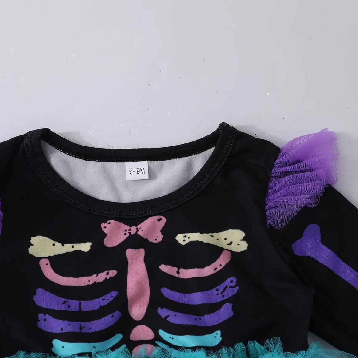 New Baby Girls Cute Cartoon Halloween Dress Long Sleeves Spliced Mesh Yarn Irregular Dress  Autumn Princess Party Tutu Dresses