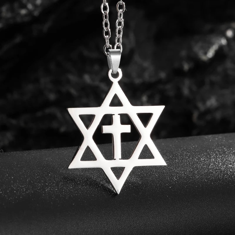 Judaism Stainless Steel Star of David Devil Eye Angel Seal Pendant