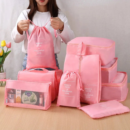 8/9/10/11 Pcs Set Travel Organizer Storage Bags Suitcase Packing Cubes Set Cases Portable Luggage Clothe Shoe Tidy Pouch Folding - AMULET RING STORE