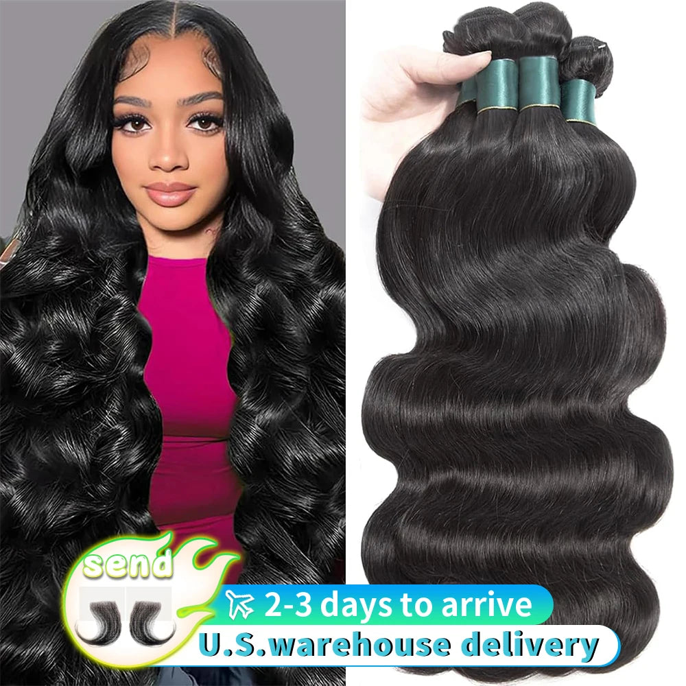 16A 100% Human Hair Bundles Body Wave Bundles Human Hair 30 Inch Body Wave Hair Weave 2/3/4 Pc Natural Raw Human Hair Extensions