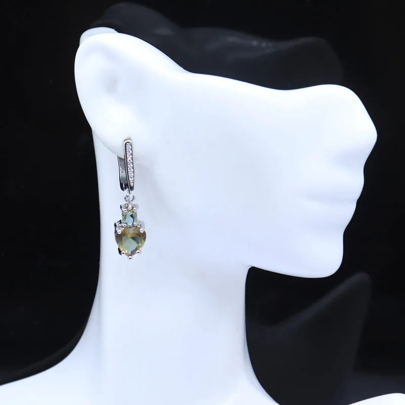 Buy 4 Get 1 Free 34x8mm 5.6g Color Changing Zultanite Alexandrite Topaz CZ Women Gift Silver Dangle Earrings