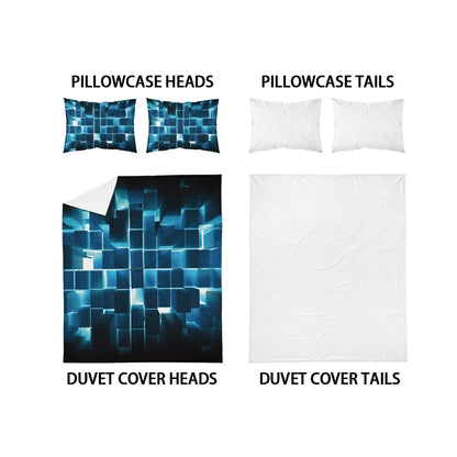 3pcs Duvet Cover Set, Red Transparent Grid Visual Effects Print, Soft, Comfortable and Breathable, Bedding Set for Bedroom,Hotel - AMULET RING STORE