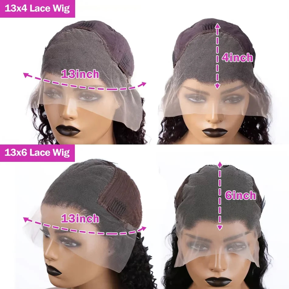 Loose Deep Wave 13x4 Lace Front Human Hair Black Wigs Deep Wave Brazilian 5x5 Closure Wear And Go Glueless Human Hair Curly Wigs - AMULET RING STORE
