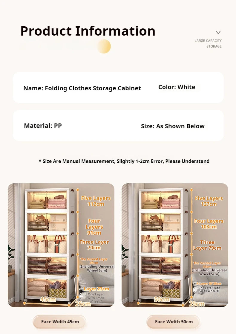 2025 Folding Living Room Cabinet Multifunction Closet Organizer With Wheel Stackable Sundries Large Capacity Storage Box Shelf - AMULET RING STORE